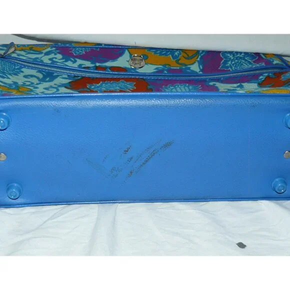 Penguin Travelers NY Vintage Retro/Mod Overnight Luggage Suitcase Blue Floral - Picture 5 of 5